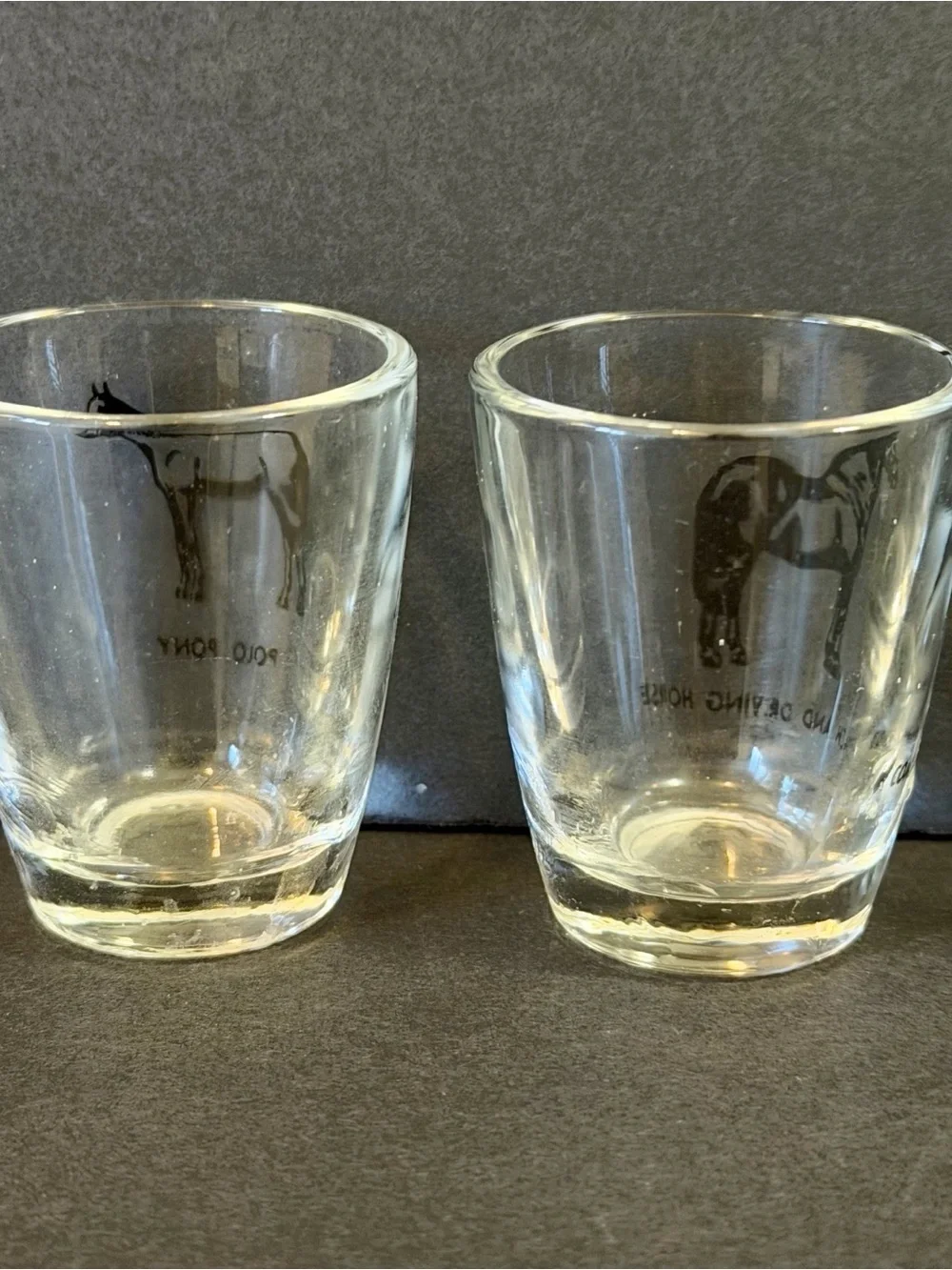 Hazel Atlas Shot Glasses MCM Pony Horse Breed Stallion Jigger Equestrian Set 5x